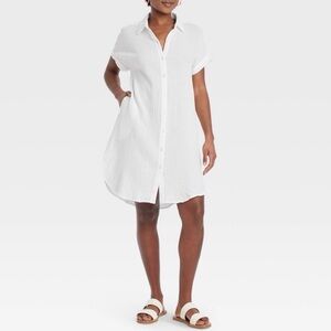 Universal Thread White Gauze Button-Down Dress Coverup